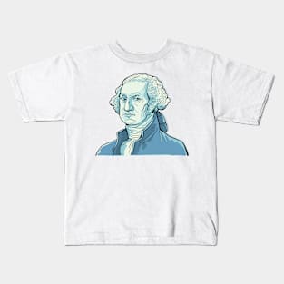 portrait of George Washington in blue tones Kids T-Shirt